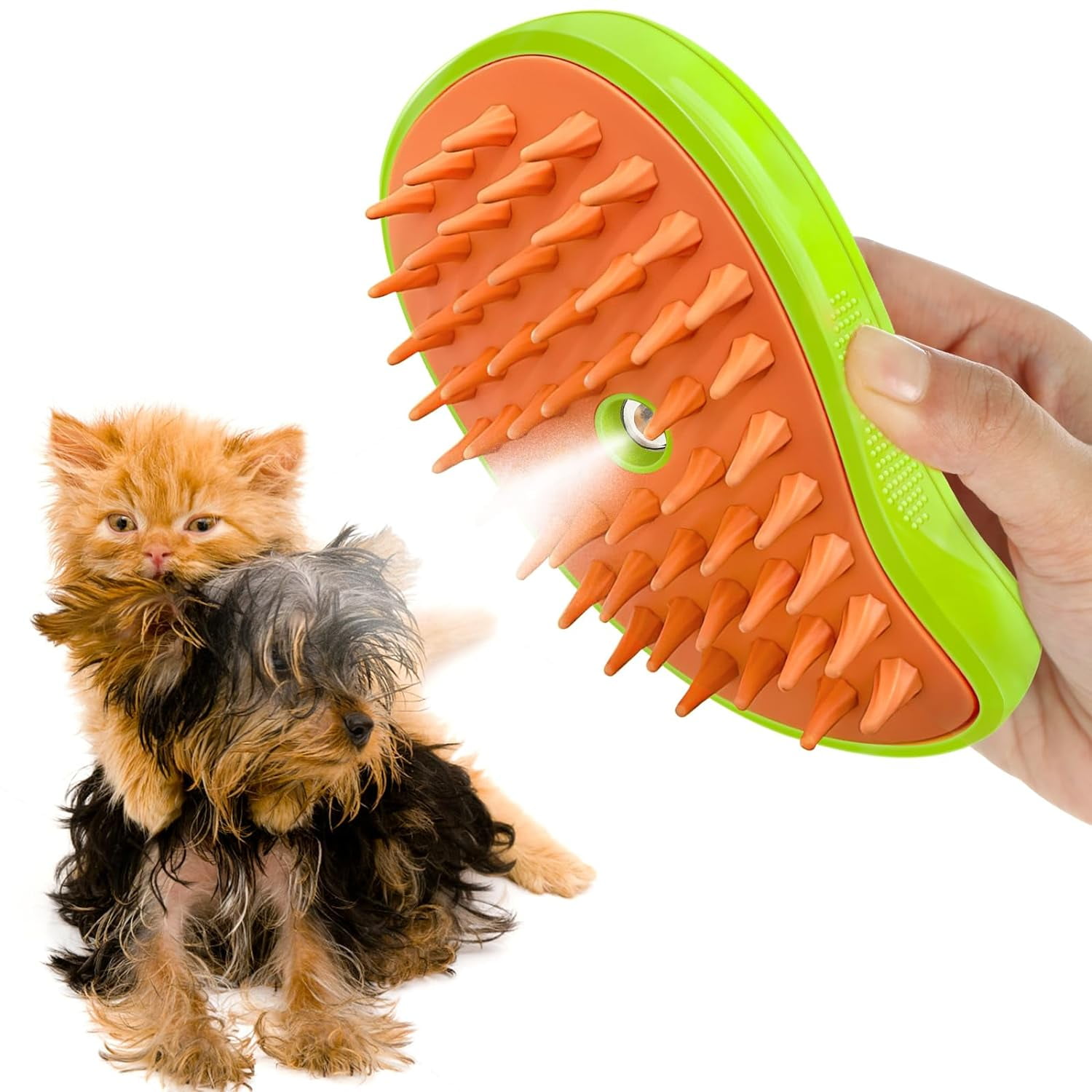 ZDO 3-in-1 Cat Mist Brush, Self-Cleaning Silicone Brush for Grooming ...