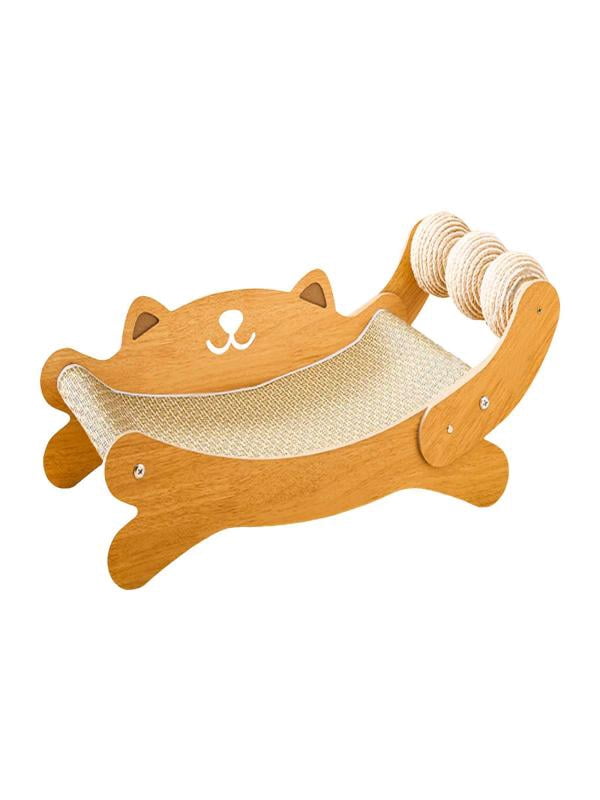 3 - in - 1 Cat Scratcher Bed with Natural Sisal, Large Indoor Cat Hammock & Scratching Post, Wooden Furniture for Scratching, Napping & Play, Toy - Included