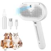3 in 1 Cat Steam Brush, Pet Spray Hair Removal Comb for Shedding & Grooming, Water Brush for Cats Dogs Small Animals Long Short Haired with One-Click Release ButtonWhite