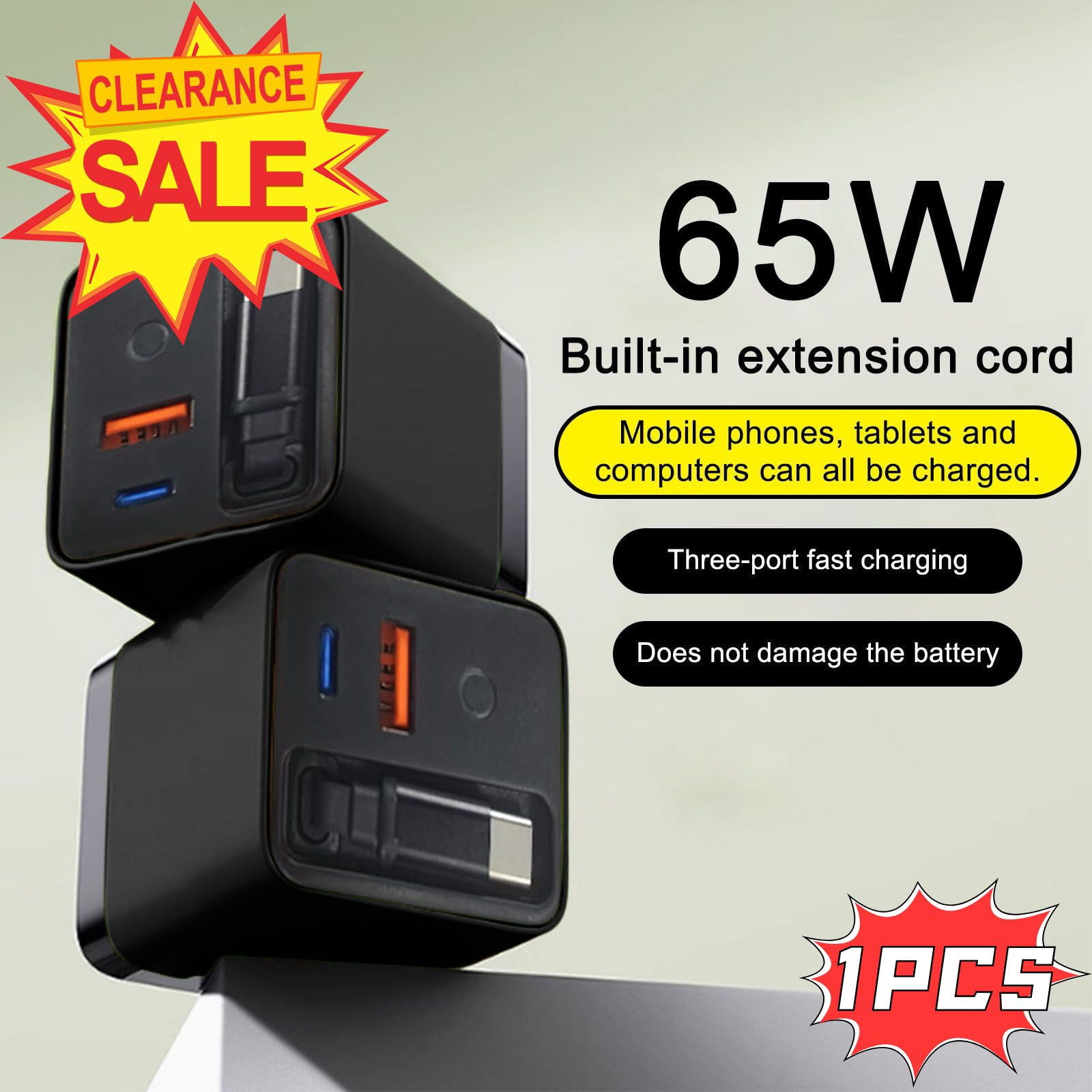 3 in 1 Charger, 65 Watt 3 in 1 Charger, Scalable 65w Max Fast Charge ...