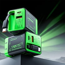 3 in 1 Charger, Retractable Phone Charger, Wall Plug, 67w Max Fast Charging, Type C Cable & 2 Usb Ports, Compact Design, for Phone & Laptop, Efficient Charging, Multi-device Compatibility