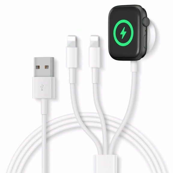 3 in 1 Chargers Cable for Apple Watch Charger Fast Charging, for iWatch Series Ultra2/SE/10/9/8/7/6/5/4/3, Portable Phone Charger for iPhone 14/13/12/11/Pro/Max/XS/X/AirPods/ipad (White)
