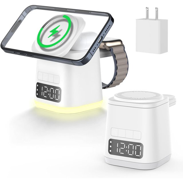 3 in 1 Charging Station & Alarm Clock & Night Light, iphone iwatch