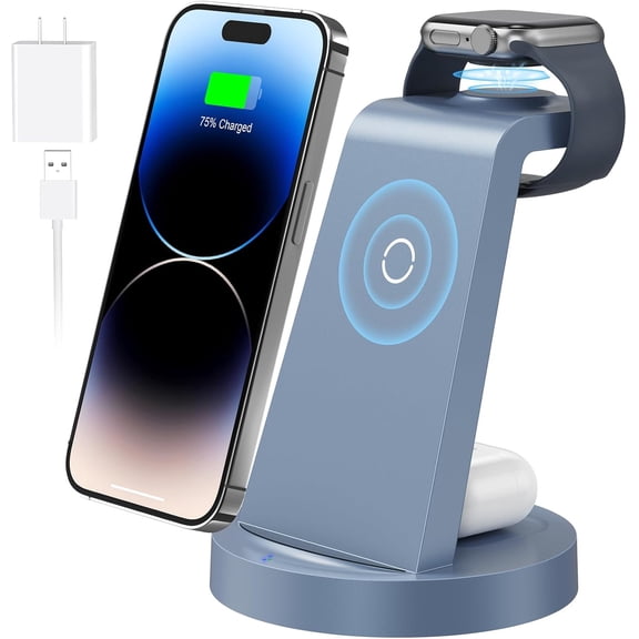 3 in 1 Charging Station for Apple Device, Wireless Charger for iPhone 16e 16 15 14 13 12 11 Pro Max & Apple Watch iwatch- Charging Stand Dock for AirPods