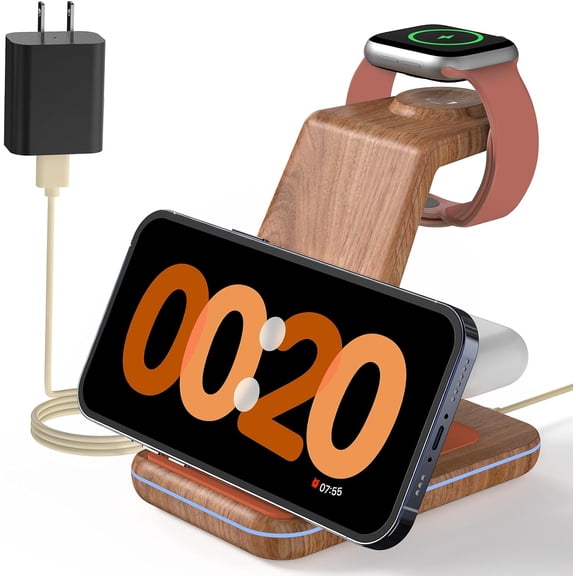 3 in 1 Charging Station for Apple Devices, Wireless Charger Stand for iPhone 17/16/15/14/13/12/11/SE/X Pro Max Plus - Apple Watch 11/10/9/Ultra 2/8/SE/7/6/5 - AirPods Pro 2/3/2