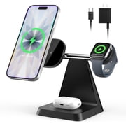 ETEPEHI 3 in 1 Charging Station Wireless Charger Compatible for iPhone 17 16 15 14 13 12 Pro/Pro Max/Plus/Mini, Charging Dock compatible for AirPods 2/3/Pro & iWatch