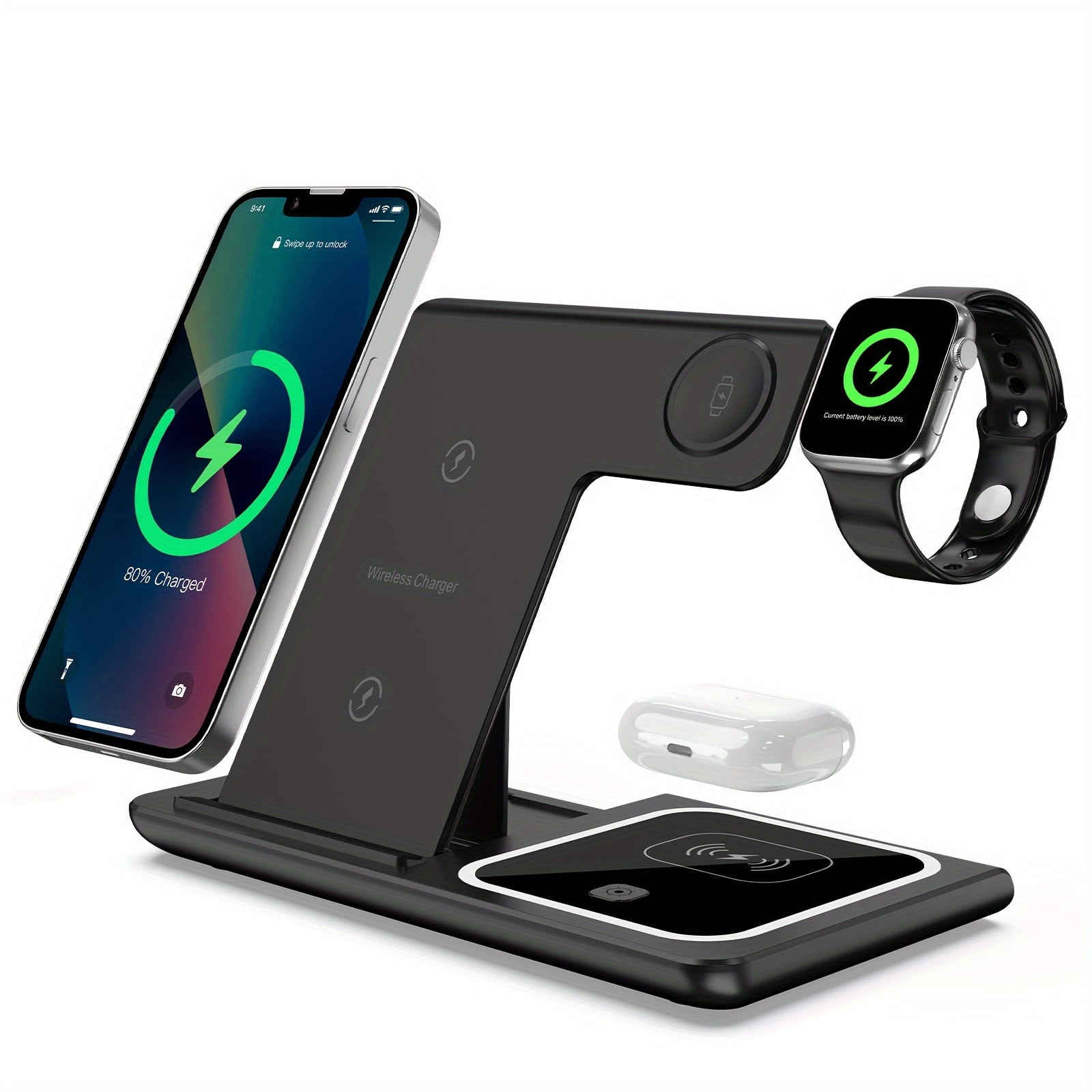 3 In 1 Charging Station For IPhone, 15W Wireless Charger For IPhone 16 15 14 13 12 11 X Pro Max & Apple Watch - Wireless Charging Station For AirPods 4 3 Pro