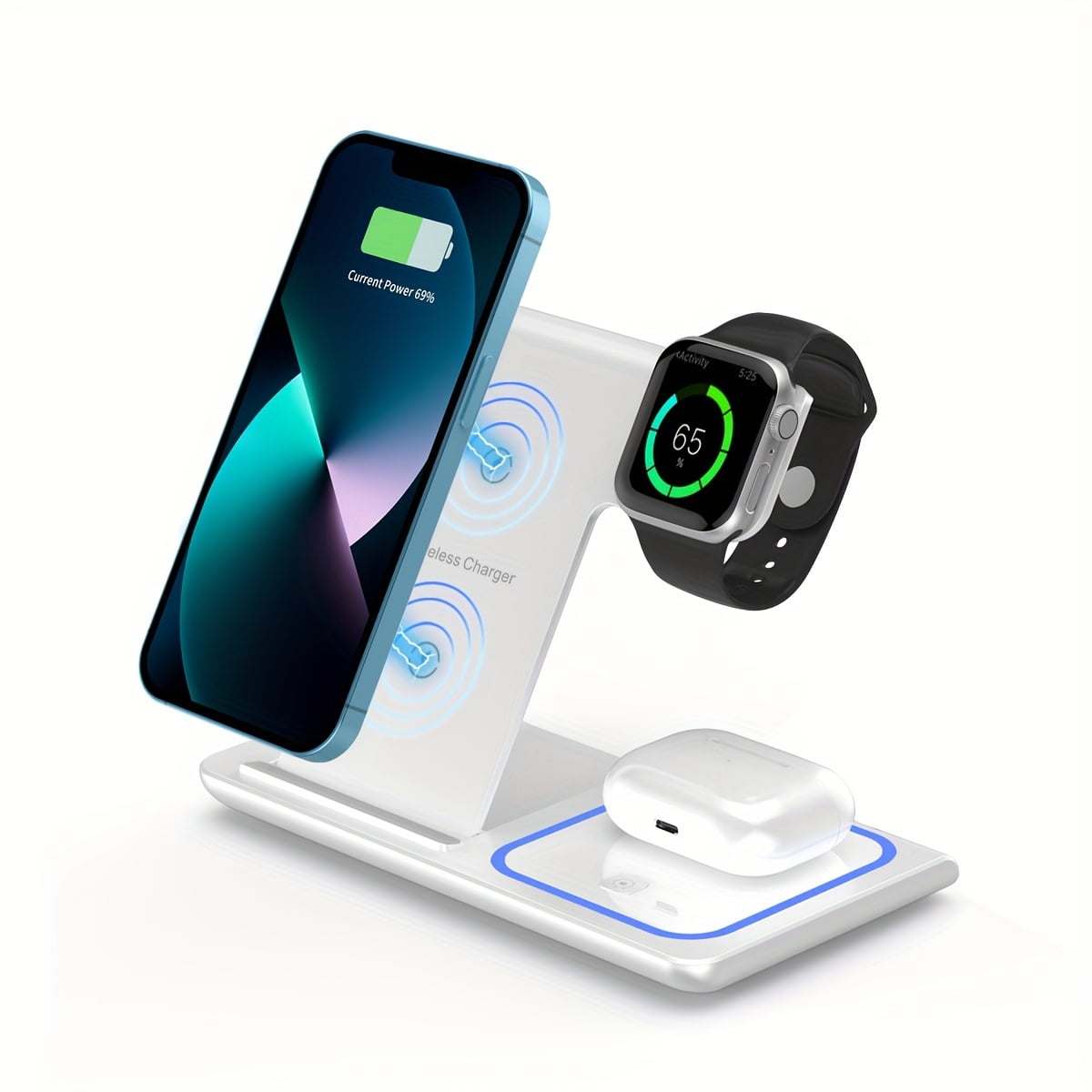 3 In 1 Charging Station For IPhone, 15W Wireless Charger For IPhone 16 15 14 13 12 11 X Pro Max & Apple Watch - Wireless Charging Station For AirPods 4 3 Pro