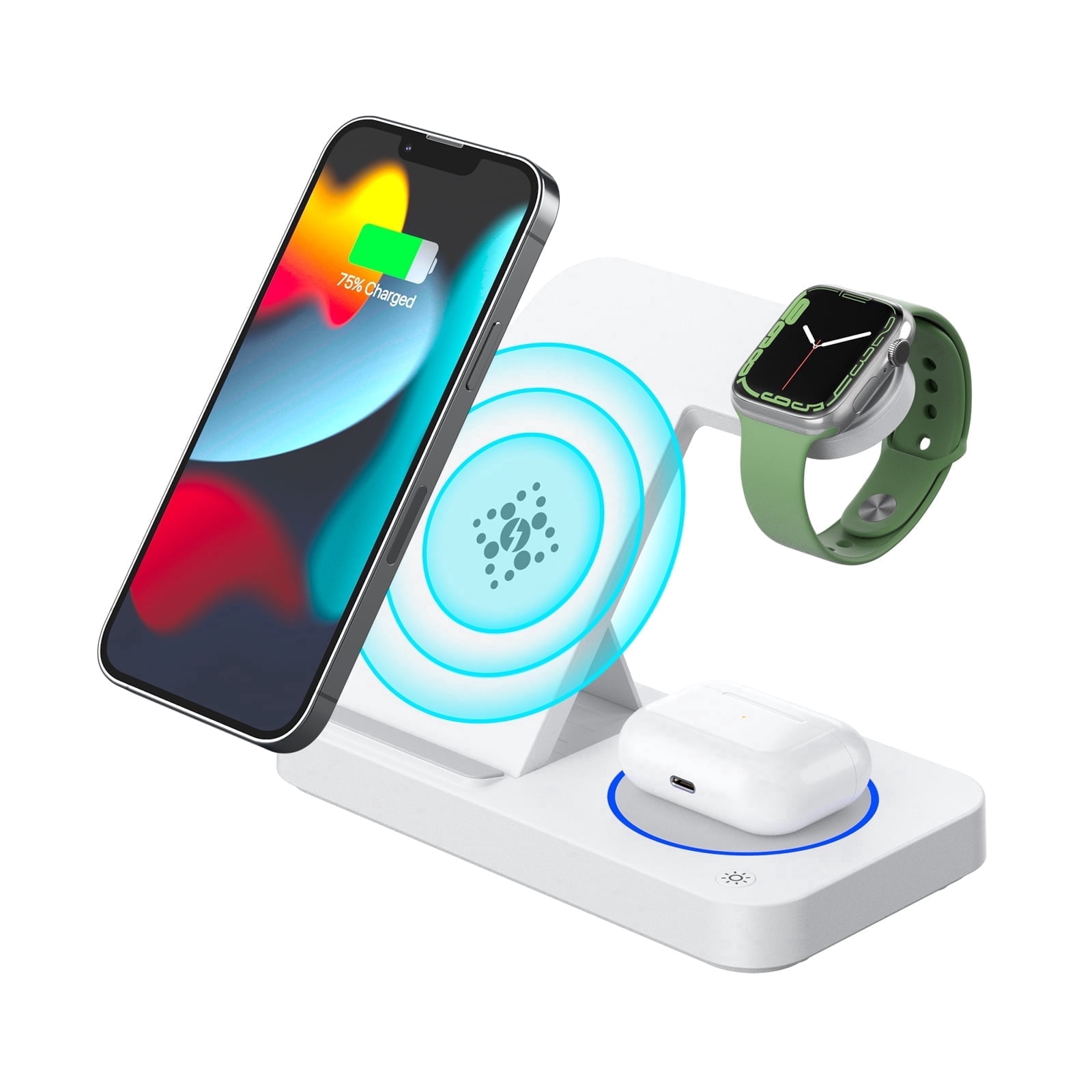4 in 1 Charging Station for iPhone 17 - Wireless Charger for Apple Devices for iPhone 17 16 15 14 13 12 11 Pro Max - Foldable Wireless Charging Station Dock Stand for Apple Watch Series & AirPods