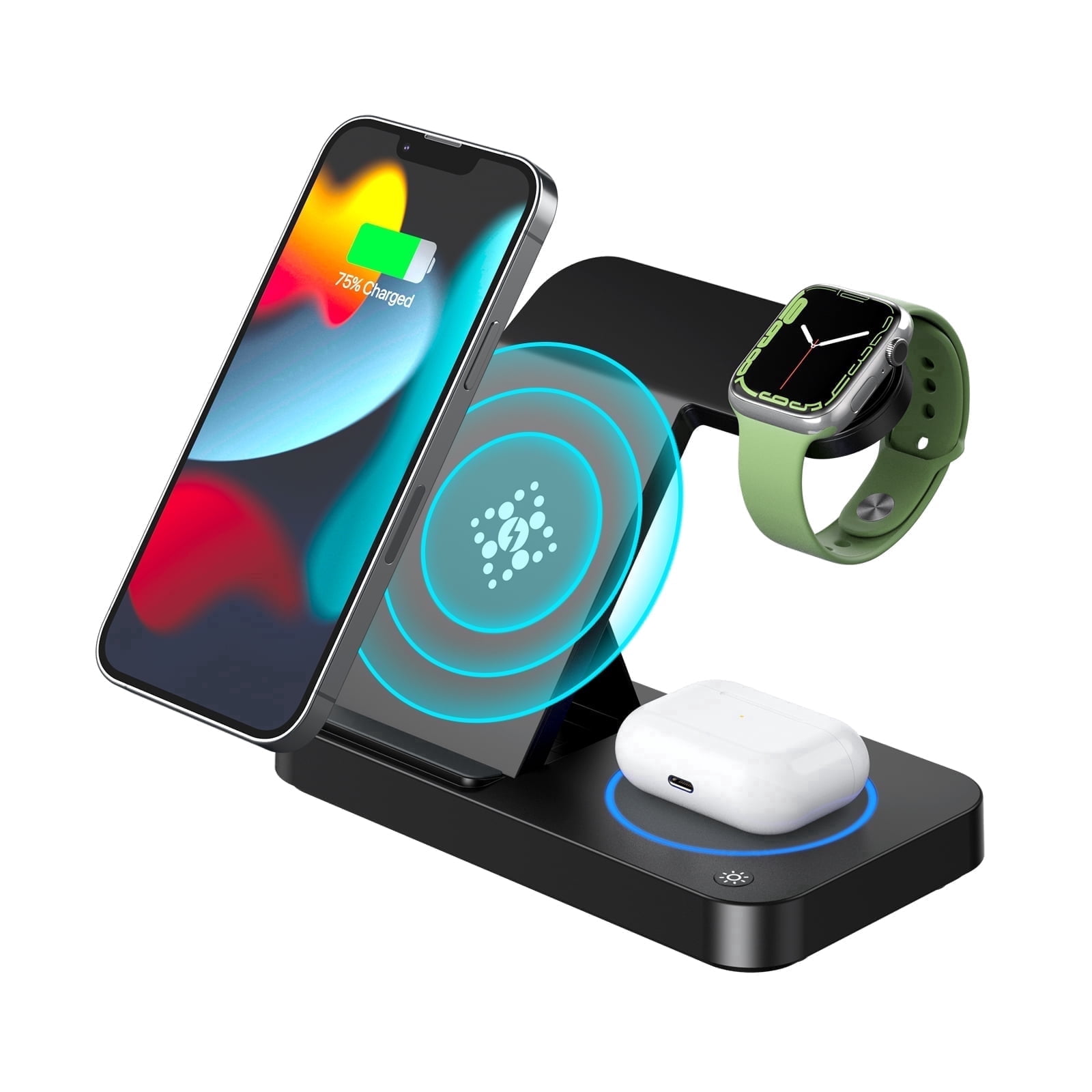4 in 1 Charging Station for iPhone 17 - Wireless Charger for Apple Devices for iPhone 17 16 15 14 13 12 11 Pro Max - Foldable Wireless Charging Station Dock Stand for Apple Watch Series & AirPods