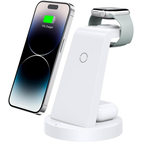 3 in 1 Charging Station for iPhone, Wireless Charger for iPhone 17 16e 16 15 14 13 12 11 X Pro Max & Apple Watch - Wireless Charging Station for AirPods 4 3 Pro
