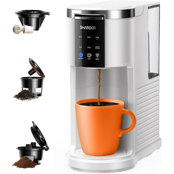 3 in 1 Coffee Maker, K Cup Coffee Maker Compatible with Ground Coffee & Teas, Single Serve Coffee Machine, 6–14oz Brew Sizes, 40oz Detachable Water Reservoir, Descale Settings