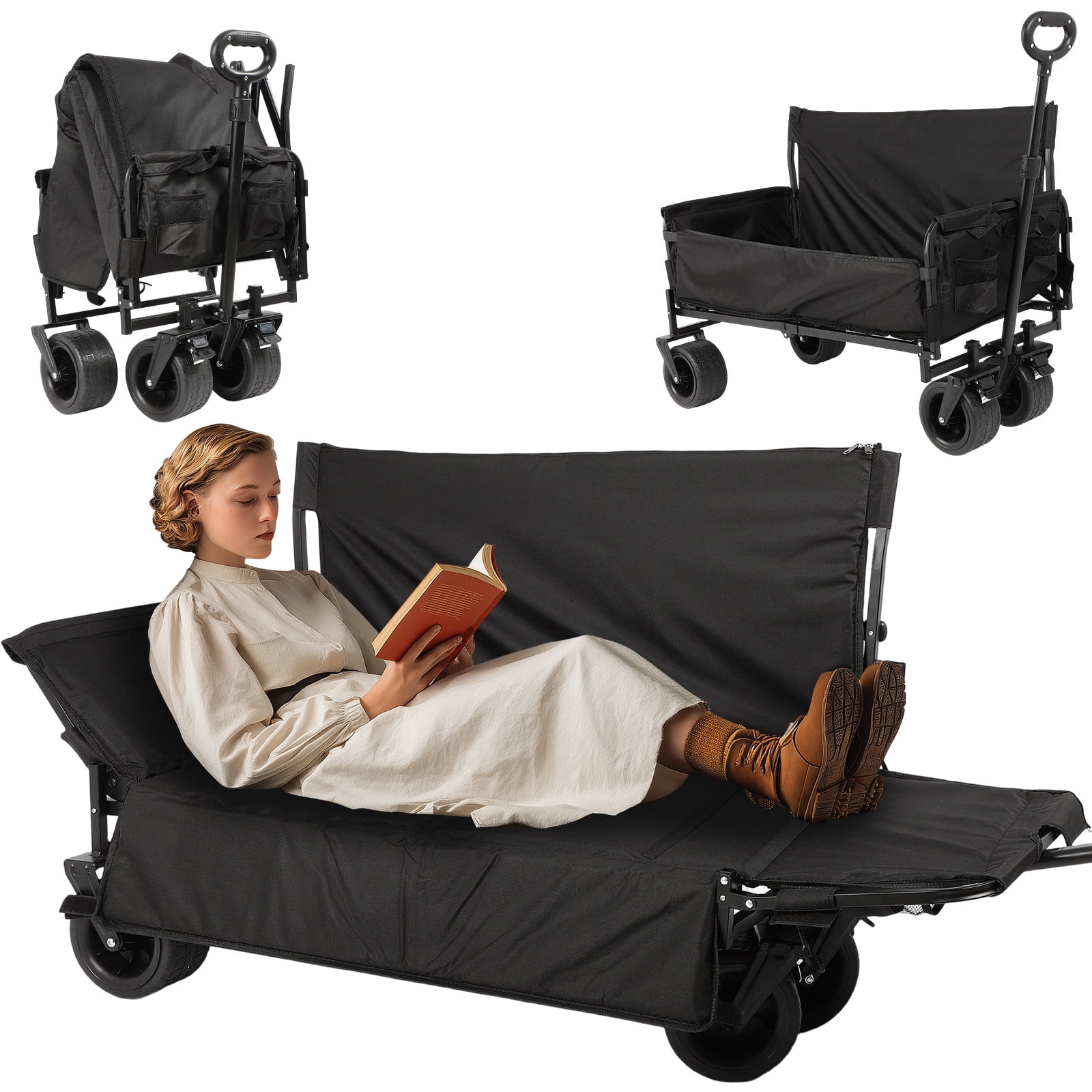 3 in 1 Collapsible Wagon Convert with Universal Wheels, 440LBS Wagon ...