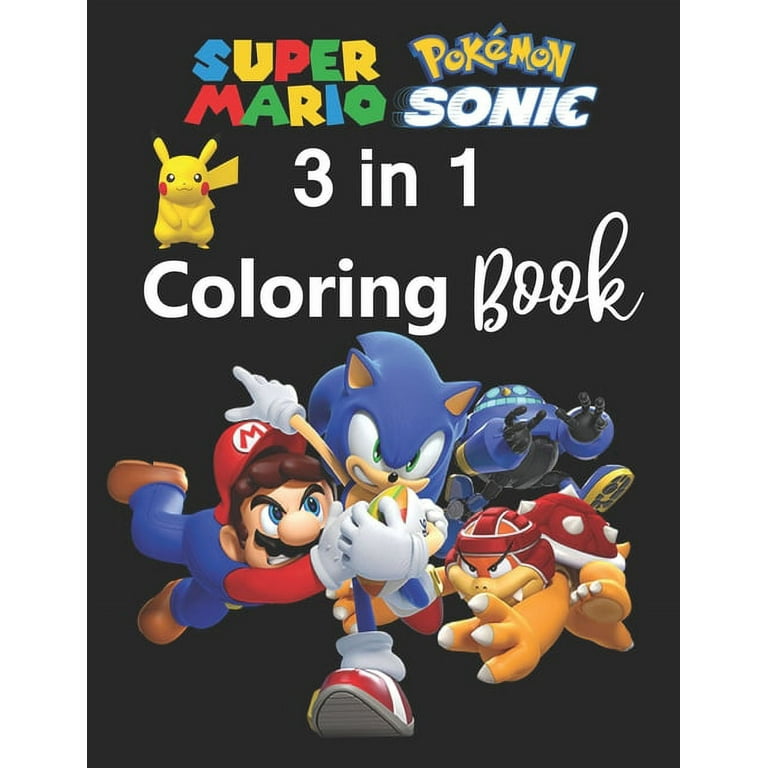3 Em 1 Livro de Colorir: Sonic, Super Mario, Pokemon Angola