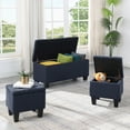 thumbnail image 1 of 3 in 1 Combination Ottoman, Large Storage Ottoman Bench Set, Tufted Ottoman Linen Bench, Lift Top Storage Ottoman Footrest Stool, Coffee Table for Living Room Entryway Hallway Bedroom, Dark Blue, 1 of 8
