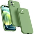 thumbnail image 1 of 3 in 1 Compatible with iPhone 12 Mini Case, [Camera Protection] with 2 Pcs Screen Protectors, Slim Liquid Silicone [Microfiber Lining] Shockproof Phone Case for 12 Mini 5.4 inch (Mint Green), 1 of 16