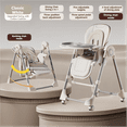 thumbnail image 1 of 3 in 1 Convertible Baby High Chair Baby Swing Adjustable Seat for Eating,Portable ,Folding Baby Dining Chairs with Detachable Double Trays, Unisex,White, 1 of 12