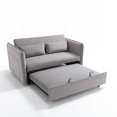 thumbnail image 1 of 3 in 1 Convertible Sleeper Futon Sofa Bed, 55" Velvet Small Loveseat Lounge Couches with 2 Pillows, Reclining Backrest, Side Pockets for Living Room, Pull-Out Couch (Grey), 1 of 11