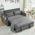 thumbnail image 1 of 3 in 1 Convertible Sleeper Sofa Bed,55" Modern Velvet Pull Out Sofa Bed with 2 Pillows and 2 Detachable Pockets,Upholstered Loveseat Sofa Couch with Adjustable Backrest for Living Room Office,Gray, 1 of 9