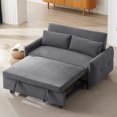 thumbnail image 1 of 3 in 1 Convertible Sleeper Sofa Bed, 57.5" Futon Couch with USB Ports and Adjustable Backrest, Modern Corduroy Loveseat Sofa with 2 Throw Pillows for Living Room, Dark Grey, 1 of 9