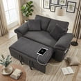 thumbnail image 1 of 3 in 1 Convertible Sleeper Sofa Bed, 60" Pull Out Couch with Adjustable Backrest, Corduroy Loveseat Sofa Couch with Side Pockets for Living Room Bedroom Apartment Small Space (Dark Grey), 1 of 7
