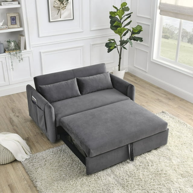 3 in 1 Convertible Sleeper Sofa Bed, Folding Modern Sofa Bed with 2 ...