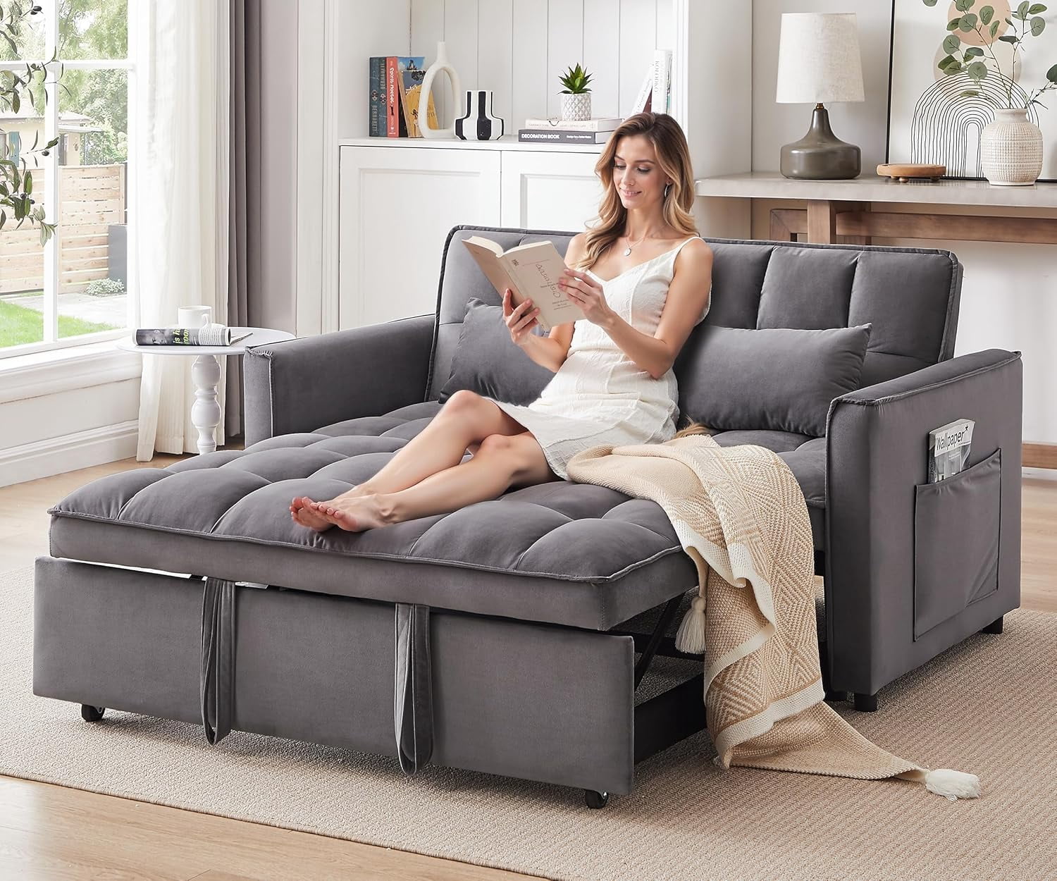3 in 1 Convertible Sleeper Sofa Bed, Futon Couches for Living Room with ...
