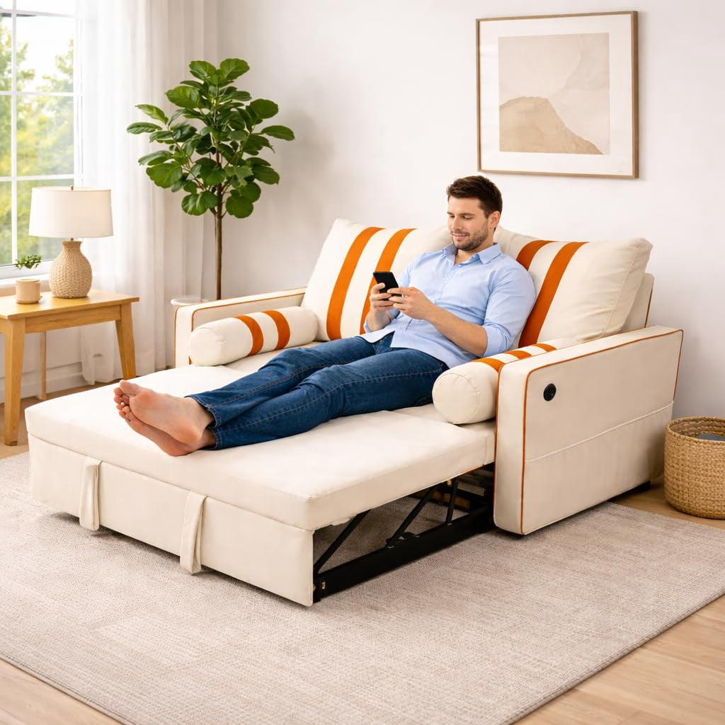 3 in 1 Convertible Sleeper Sofa Bed, Loveseat Sleeper Sofa Bed with ...