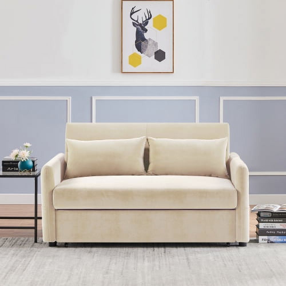 3 in 1 Convertible Sleeper Sofa Bed, Modern PU Loveseat Sleeper Sofa
