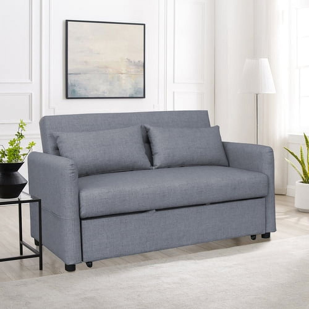 3 in 1 Convertible Sleeper Sofa Bed, Modern PU Loveseat Sleeper Sofa