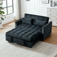 thumbnail image 1 of 3 in 1 Convertible Sleeper Sofa Bed, Modern Pull Out Couch Bed, Adjustable Backrest, Velvet Loveseat Futon Sofa with Pillows & Pockets for Living Room Apartment, Black, 1 of 3