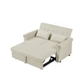 thumbnail image 1 of 3 in 1 Convertible Sofa Bed with 2 Lumbar Pillows, Velvet Upholstered Sleeper Recliner Sofa Couch with Detachable Armrest, Multifunctional Pull Out Couch for Living Room, Bedroom, Office, Beige, 1 of 9