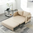 thumbnail image 1 of 3 in 1 Convertible Sofa Bed, Modern PU Leather Upholstered Sofa Couch with Drawer and Pillows, Multifunctional Sleeper Recliner Chair with Side Pocket and Pullout Bed, Camel, 1 of 7