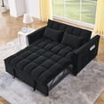 thumbnail image 1 of 3 in 1 Convertible Sofa Bed,Pull Out Couch Velvet Sleeper Sofa with 3-Position Adjustable Backrest,2-Seater Sectional Sofa with 2 Pillows & Two Side Pockets for Living Room, Apartment,Black, 1 of 7