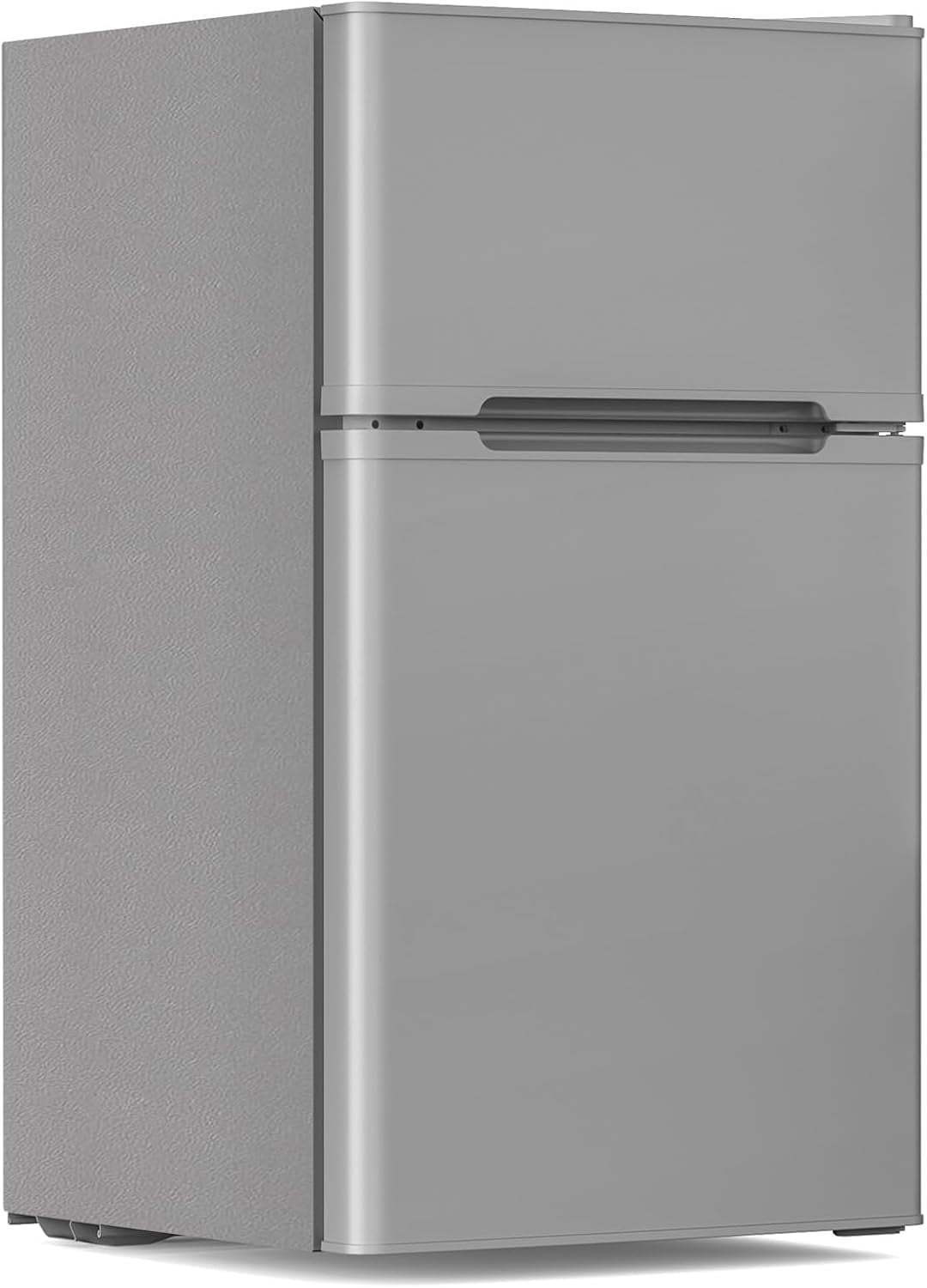 3.1 Cu.Ft Double-Door Compact Mini Fridge with Freezer & Adjustable Glass Shelves -Grey for Dorm, Bedroom, Apartment