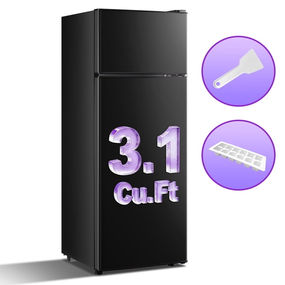 JIEJIA 3.1 Cu.Ft Compact Mini Fridge with Freezer and Adjustable Thermostat for Apt Office Black