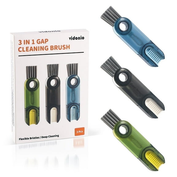 Vidonio 3 in 1 Cup Lid Cleaning Brush Set Multifunctional Lid Crevice Cleaning Brushes Mix 3Pcs Silicone Portable Cup Lids Cleaner with Brush