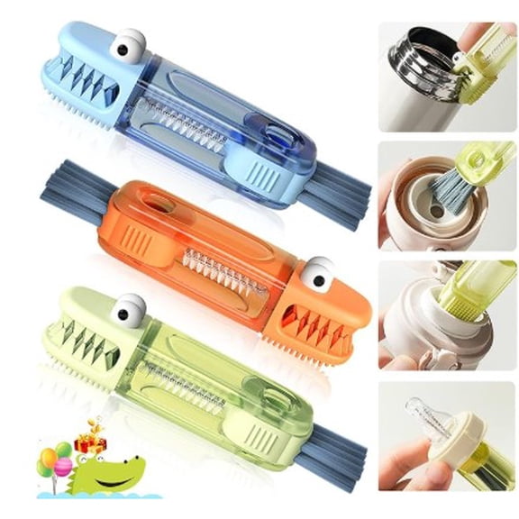 3 in 1 Cup Lid Gap Cleaning Brush Set, Multifunctional Silicone Bottle Cleaning Brush, Home Kitchen Crevice Cleaning Tools for Cup Lids Bottles & Small Hard-to-Reach Spaces(2pcs,blue,red)