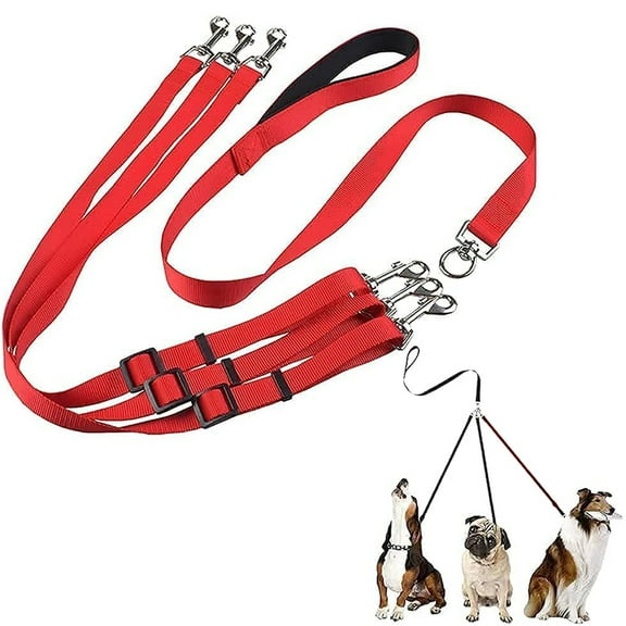 3 in 1 Dog Leash 3 Way Dog Leash Multi Pet Leads Adjustable Triple Dog Coupler Traction Rope Nylon Traction Rope Dog Training Leash for Walking One, Two, Three Dogs