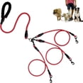thumbnail image 1 of 3 in 1 Dog Leash, Way Multi Pet Leads, Detachable Dog Leash, with Adjustable Detachable Coupler, 3-Way Leash, Triple Adjustable Nylon Dog Leash, for One, Two, Three Dogs Pet Walking Hiking, Red, 1 of 7