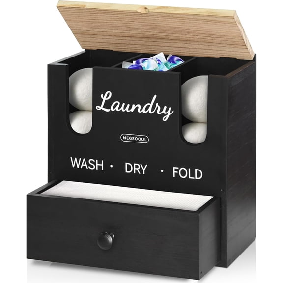 3 in 1 Dryer Sheet Holder & Dryer Balls Holder for Laundry Room Organization,Dryer Sheet Container with Lid, laundry Pod Holder Dispenser,Dryer Sheet Holder for Laundry Accessories Organizer
