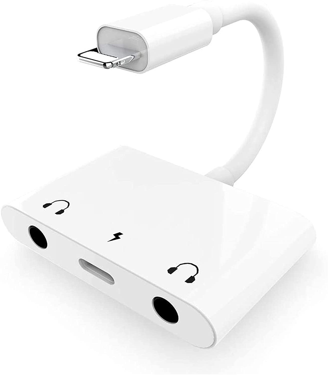  Headphone Adapter for iPhone 11 Dongle Charger 3.5mm Jack AUX  Audio Splitter for iPhone 11/X/XS/Max/XR 7/8/8 Plus Accessory Dongle  Headset Cable Convertor Support All iOS Systems-White : Electronics
