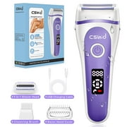3 IN 1 Womens Electric Razor, Painless Lady Shaver Waterproof Wet & Dry Low Noise Body Hair Remover Epilator Bikini Trimmer Grooming Kit W/ LED Display for Leg 