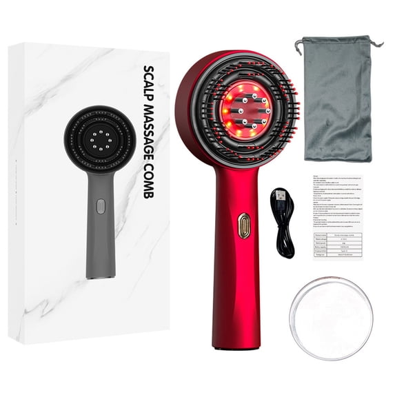 3 in 1 Electric Scalp Massager and Hair Oil Applicator, Scalp Massage Brush Oil Applicator Liquid Dispenser, Hair Scrubber Scalp Massage Tool for Home and Travel Use,Red