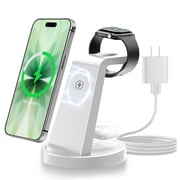 Charging Station, 18W Wireless Charger Compatible with iPhone 17 16 15 14 13 12, Wireless Phone Charger for Airpods 4 3 2 Pro, for iWatch Series, Charging Stati
