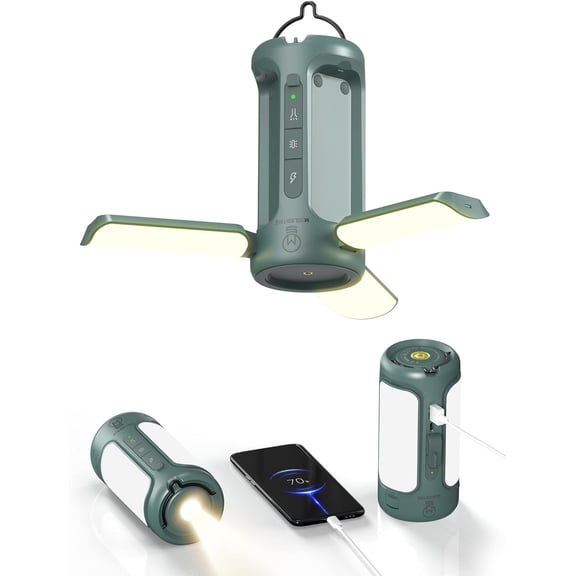 3 in 1 Foldable Camping Light Rechargeable Lantern, 10000mAh, Portable Flashlight,Waterproof, Screw Adapter, 5 Modes, LED Tent Light for Camping, Hiking, Fishing, Power Outage
