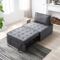 thumbnail image 1 of 3 in 1 Folding Faux Leather Ottoman Sofa Bed, Convertible Sectional Sleeper Sofa with Pillow, Armless Modular Sofa Bed for Living Room,Small Space,Apartment, 1 of 9