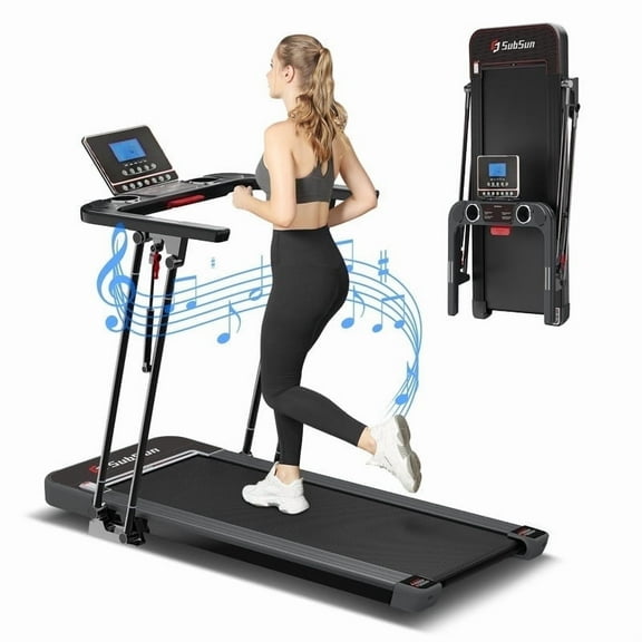 Foldable Treadmill for Home, Adjustable Handle Height Smart Treadmill with , Walking Pad Exercise Treadmill with 0.6-7.6 MPH Speed, 240lb Capacity, Black