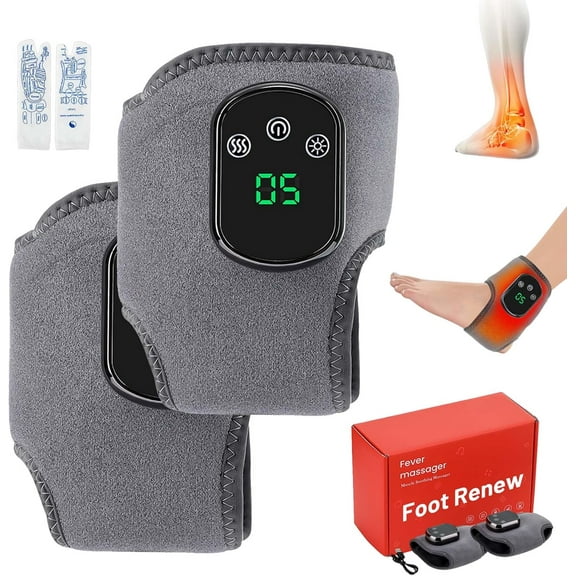3 in 1 Foot Massager, Foot Revive Massager for Neuropathy, Rejuvacare Foot Renew Triple Method Massager with Heating & Vibration, Portable Wireless Ankle Wrap (2 PCS)