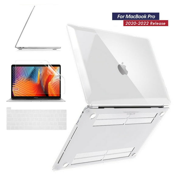 3 in 1 For MacBook Pro 13 Inch Hard Case Cover, Crystal Clear Shell, (Models: A2338 M1/M2 &A2289/A2251, 2020-2022) With Keyboard Skin And Screen Protector